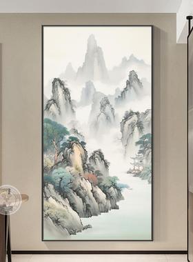 泰山日出玄关山水景客画靠厅走廊过道挂画KSS竖版日照风金山壁画