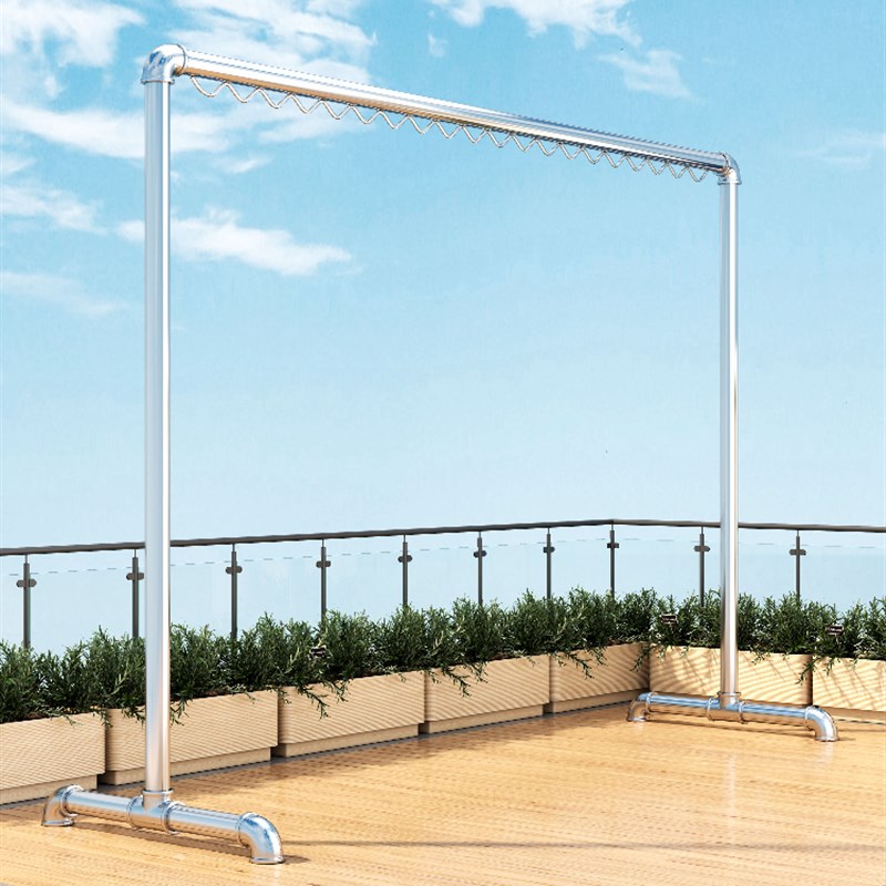 粗体镀锌钢管晾衣架落地阳C台卧室衣架简易家用棉被水管