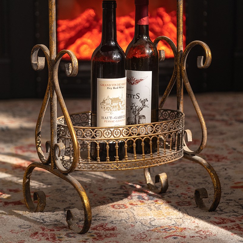 BJ30 法式复古l铁艺室内落地式多层零食置物架花盆架沙发边几角几