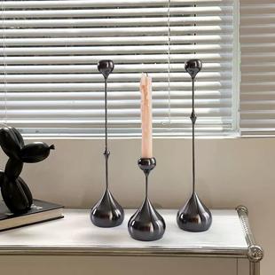 现代简高级感银晚MPA色水滴烛烛台家用蜡台座轻奢烛光餐氛围约感