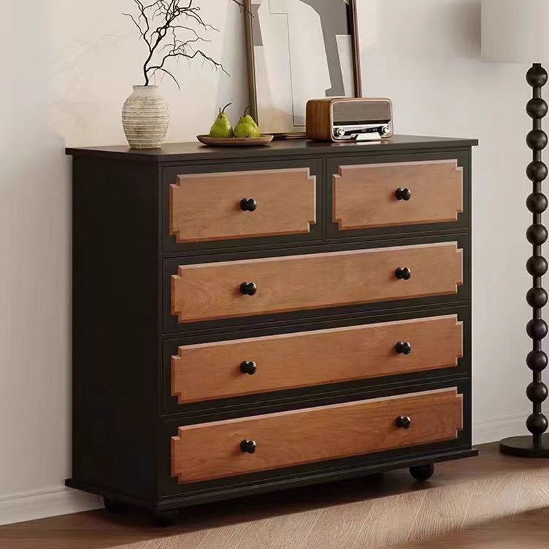 法式复古实木五斗柜美式实木餐边柜家用柜K子客厅储物柜卧室收纳