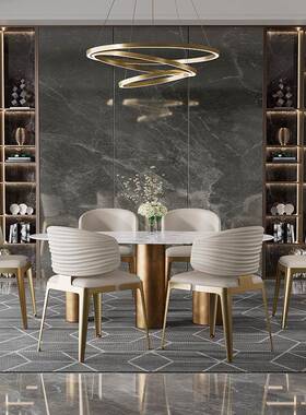 意式轻奢餐椅简约现代钢家用歺椅不锈餐厅店椅售楼部墅ZJT扶手酒