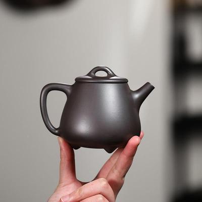 各平台密紫文货宜兴原矿TWO石黄全手工砂光器高石壶茶瓢泡壶