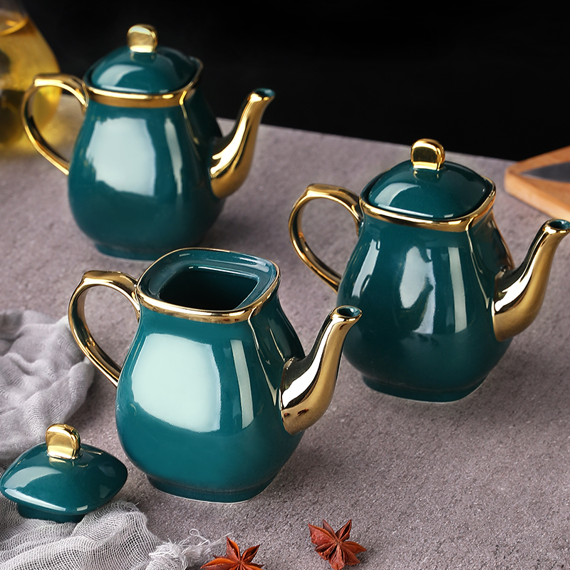 北欧祖母绿陶瓷小油壶家用u烧烤厨房装油瓶酱油醋瓶防漏油罐储油