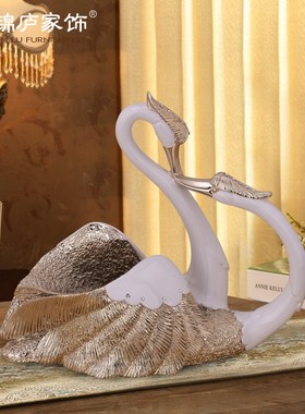 天鹅红酒架摆件家居北欧轻奢风电视D柜客厅创意摆设工艺品树脂摆