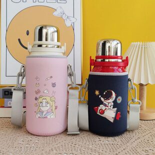 GERM儿童大容量保温杯套运动水杯套斜挎保护套800 1000ml水壶套袋