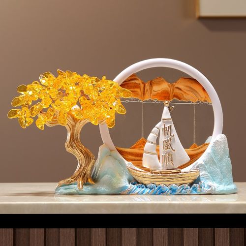 新中式一帆风顺流沙画乔r迁开业礼品客厅电视柜玄关办公室装饰摆