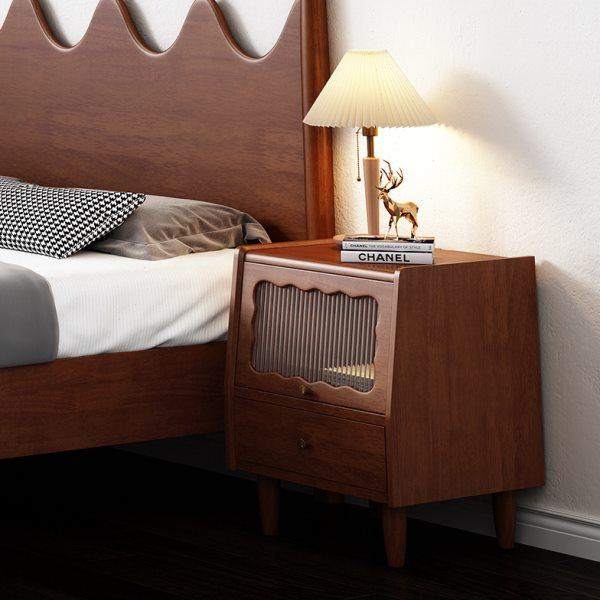 法式复古床头柜卧室实木置物架小型收纳柜中古储物柜子玻璃床边柜,住宅家具,床头柜,淘宝优惠券,粉丝福利购,淘宝优惠卷