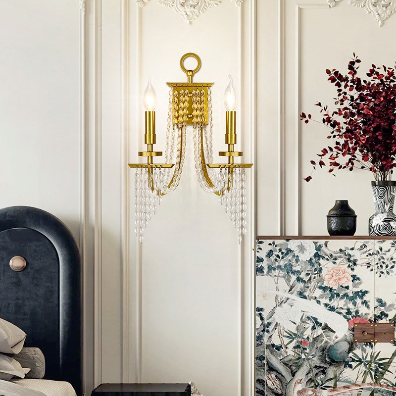 后现代简约壁灯餐厅客厅水晶壁灯别墅走廊M过道金色铁艺墙壁装饰