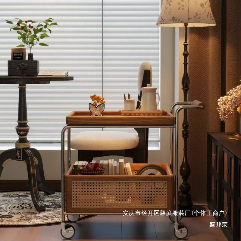 移动沙发边几家用茶几小推车非中可古风客厅子床头置物架实木卧室
