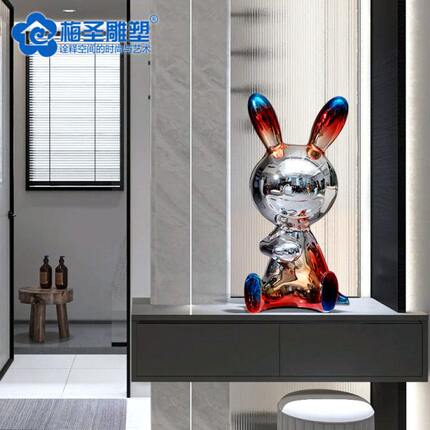 兔子摆件软装高级感玄关客厅酒柜电视柜装饰品沙发旁落地大型网红
