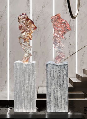 抽象艺术b透明雕塑落地摆件酒店别墅大堂家居客厅高档落地软装饰