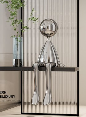 现代简约人e物坐姿大摆件艺术雕塑样板房玄关过道大堂楼梯转角装