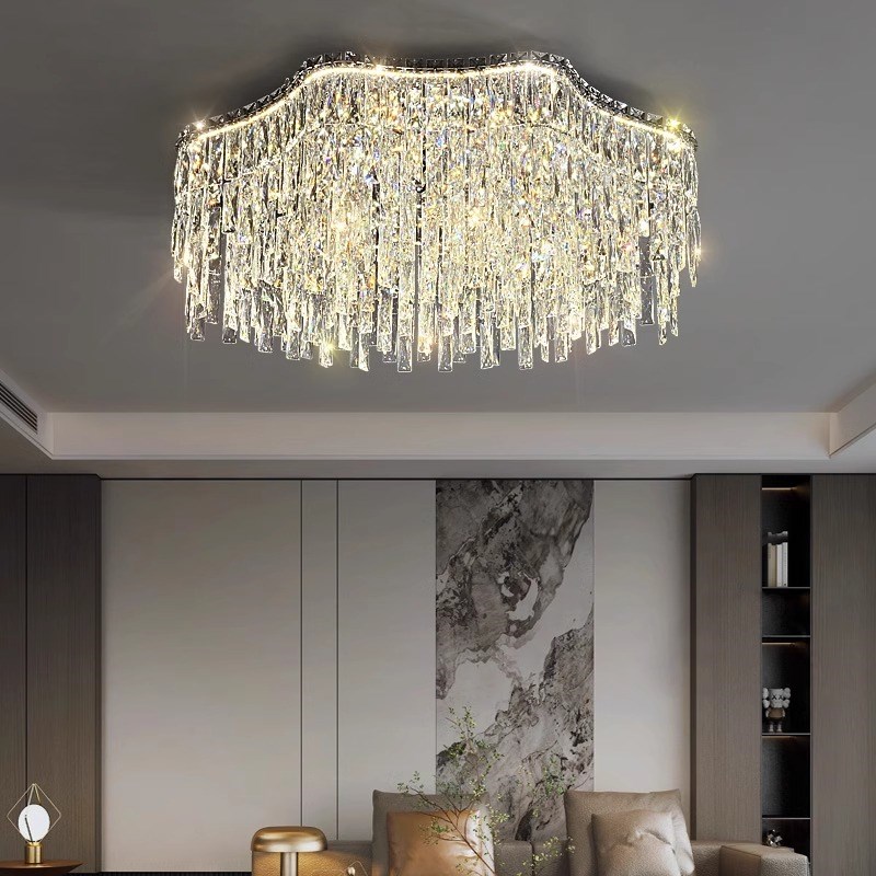 轻奢客厅吸顶e灯现代简约大气家用主卧室灯浪漫2024年新款水晶灯