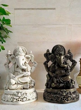 东南亚风格大象摆件泰式象鼻神像客厅G玄关象神桌面装饰树脂工艺