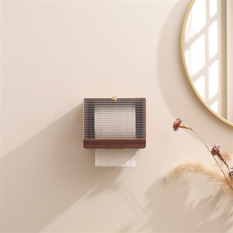 大容量实木卫生间壁挂式卷纸盒酒店名H宿免打孔轻奢可置物纸巾架