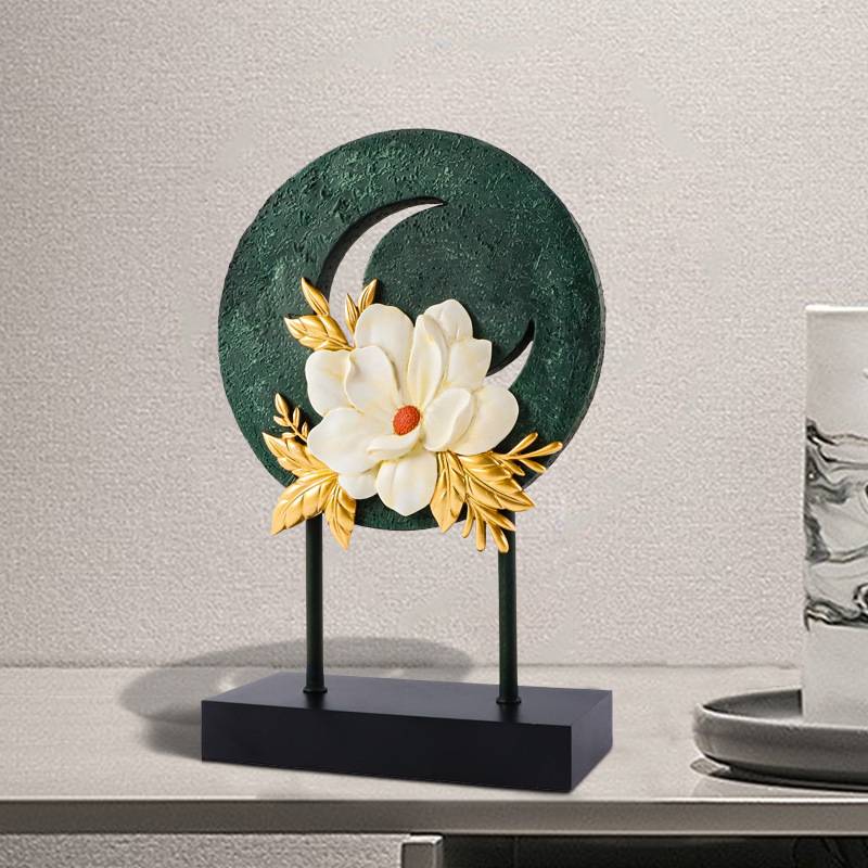 新中式花前月下摆件高端入户玄关客厅酒柜家居装饰品树脂工艺摆件