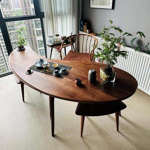 新中式阳台茶桌椅组合禅意黑胡桃木喝茶桌茶台家用客厅庭院泡茶桌