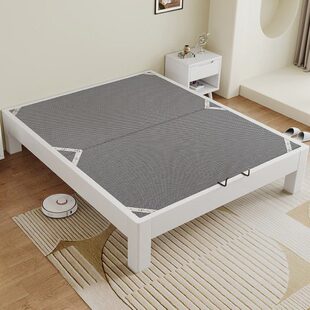 现代简约全实木榻榻米床架静音床板无床头小户型主卧床可定制尺寸