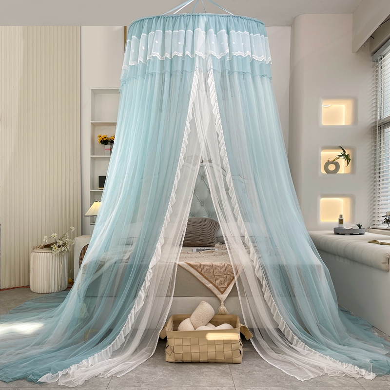 圆顶吊挂式落地蚊帐202t3新款家用卧室高级免安装吊顶加密纹账