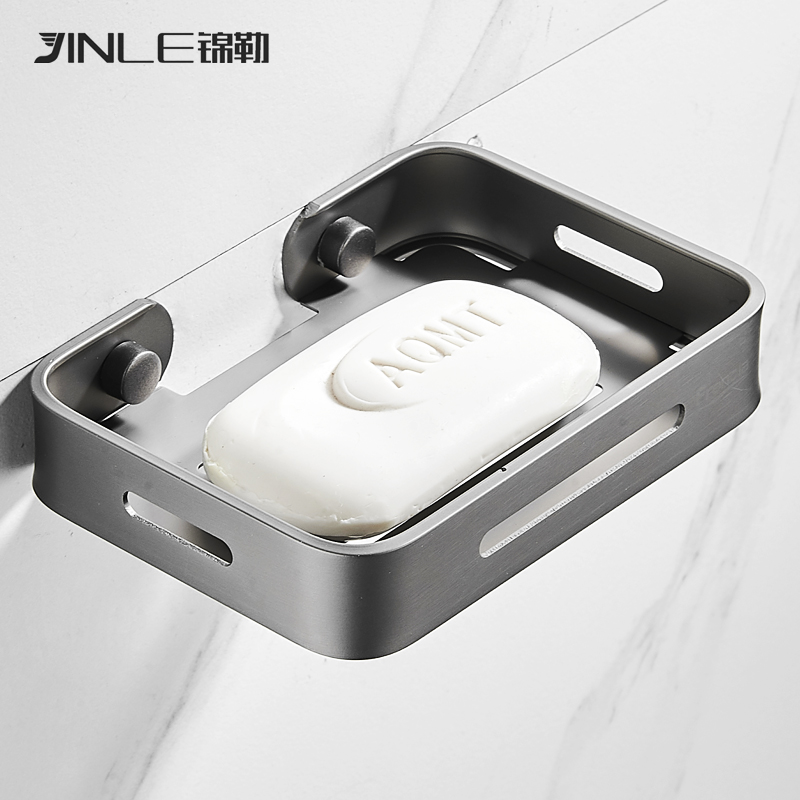 枪灰色浴室肥皂架洗手间香皂盒卫生间皂网置物架壁挂.家用免打孔