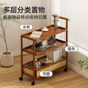 简约可移动多功能创意茶几沙发边几客厅家用小推车楠竹多层置物架