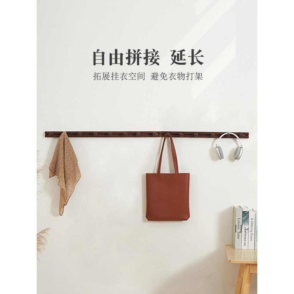 滑服动实木衣关挂免打孔门F976JSTJ后挂衣架墙钩上壁挂入户玄一排