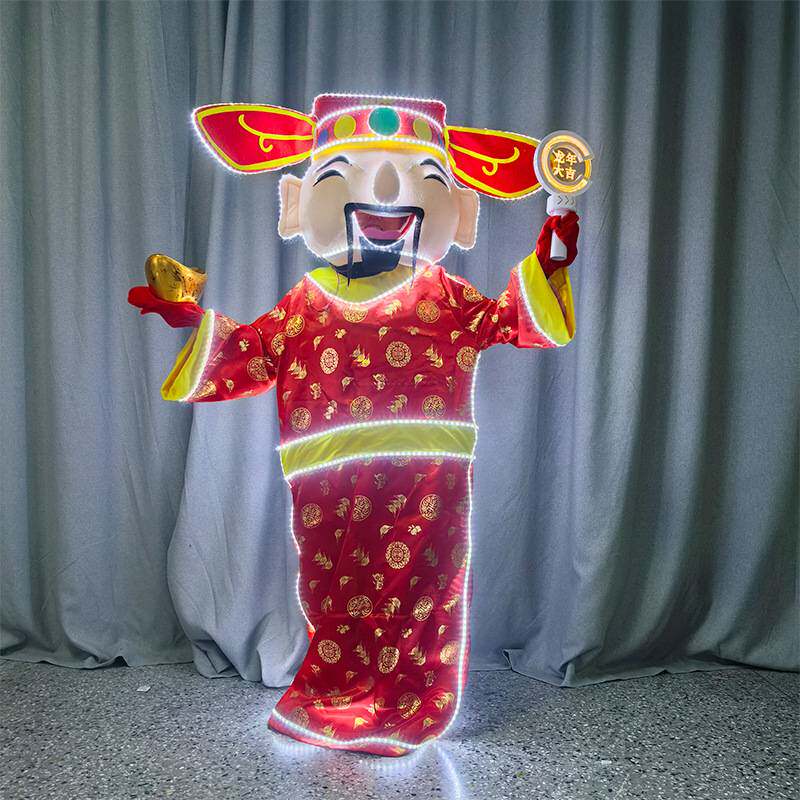 LED龙年财神爷卡通人偶服装玩偶服龙年人偶装吉祥物服饰表演舞台