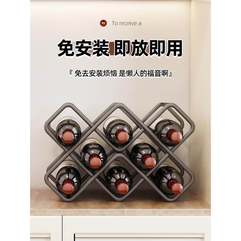 复古客厅中式高档红酒架壁挂式置物架酒柜架托餐边柜法式一体家用