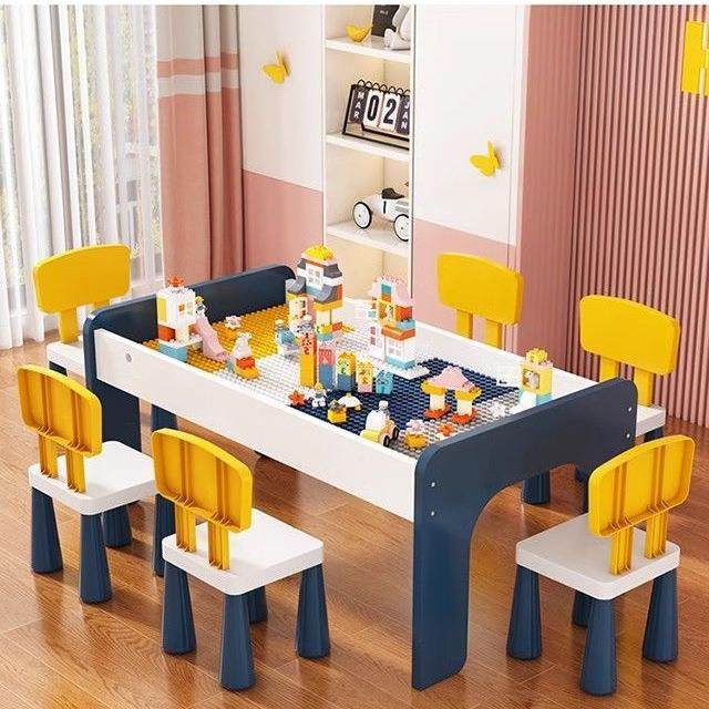 儿童积木桌多功能男女孩桌子大颗粒积木拼装益智玩具桌宝宝学习桌