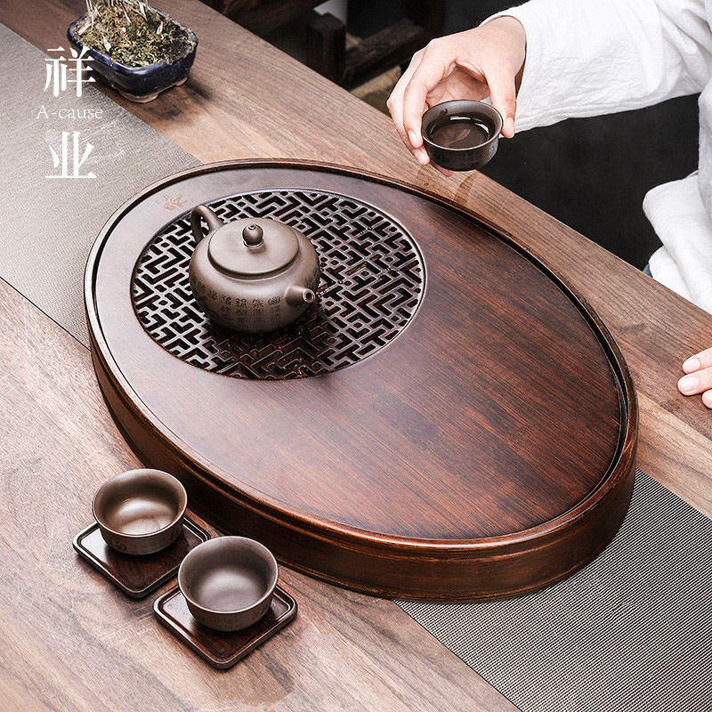 2025新款茶盘家用小型茶台竹茶托盘沥储水茶具圆形办公室实木茶海