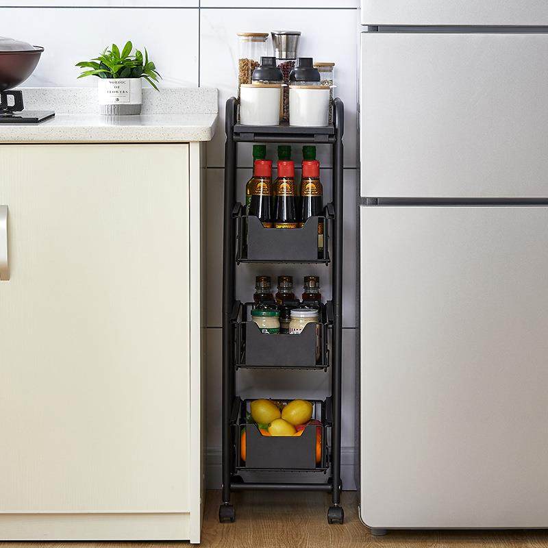 厨房夹缝置物架抽屉式冰箱旁缝隙水果蔬菜篮落地式家用多层收纳架,厨房/烹饪用具,抹布架/厨房清洁收纳架,淘宝优惠券,粉丝福利购,淘宝优惠卷