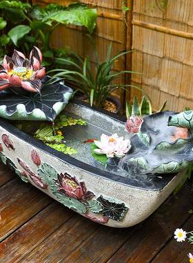 室外成品鱼池造景户外鱼缸流水摆件循环水庭院布置阳台水系景观D&