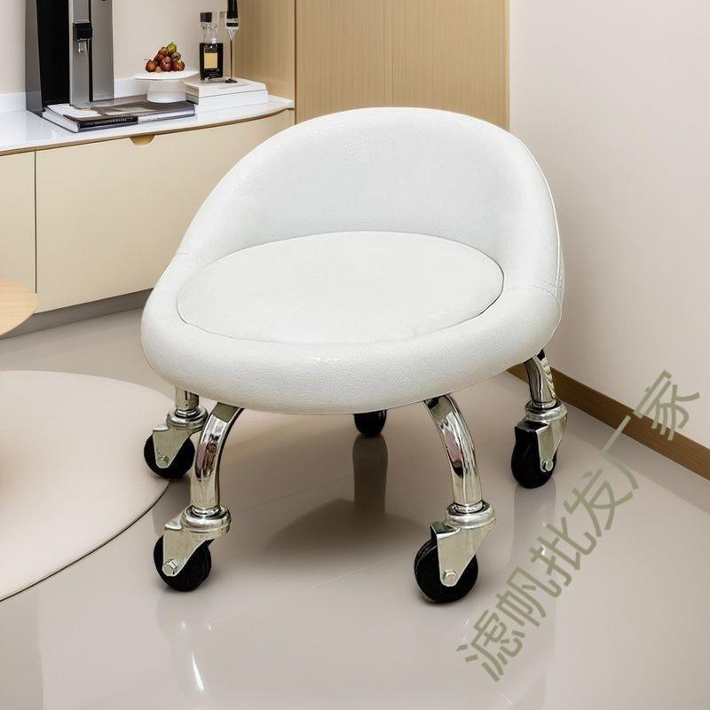 小凳子儿童圆凳滑轮客厅带轮矮凳万向轮家用学步靠背美缝可移动