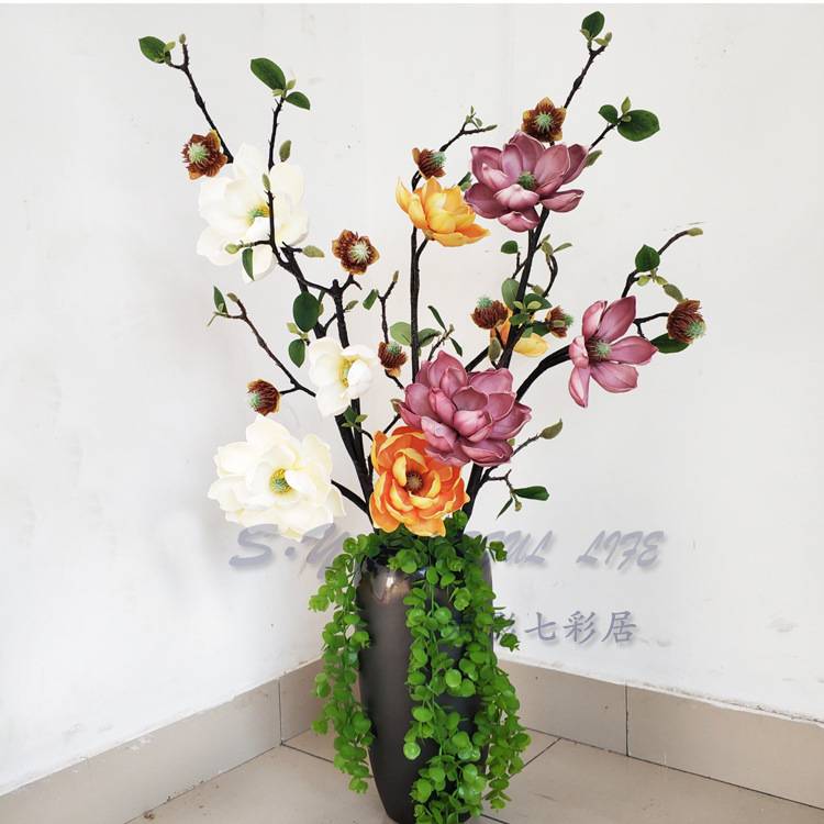 仿真玉兰花 大枝PU大朵玉兰花 花瓶装饰插花造景仿真玉兰花卉