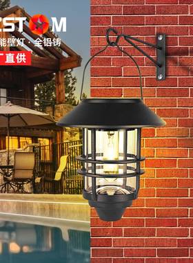 亚马逊热销太阳能复古悬挂壁灯户外压铸铝防水庭院壁灯花园别墅灯