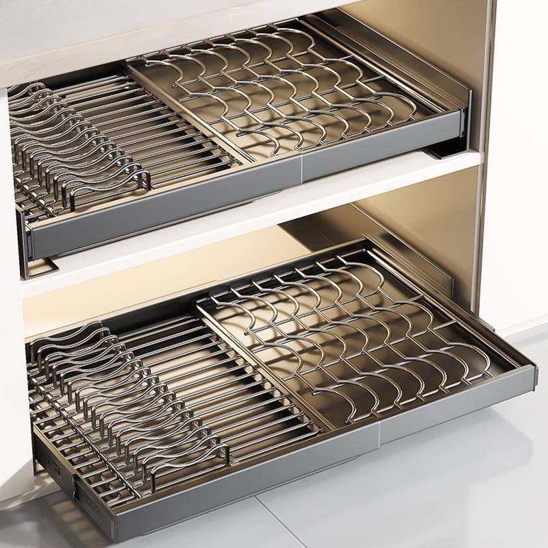 不锈钢碗碟收纳架厨房橱柜内置物架抽屉式伸缩拉篮抽拉沥水放碗架,厨房/烹饪用具,抹布架/厨房清洁收纳架,淘宝优惠券,粉丝福利购,淘宝优惠卷