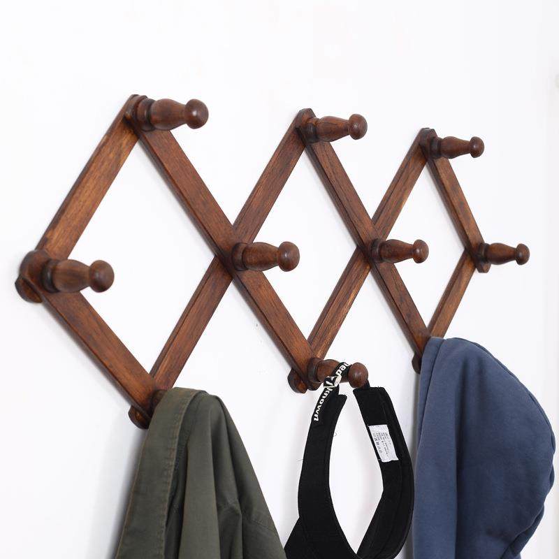 泰国实木衣帽挂钩可伸缩墙上挂衣架壁挂式入户玄关门后衣钩挂衣服,收纳整理,塑料衣架,淘宝优惠券,粉丝福利购,淘宝优惠卷