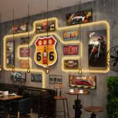 LED012 饰挂画 饰画组合酒吧墙面装 复古LOFT工业风大款 车牌晶瓷装