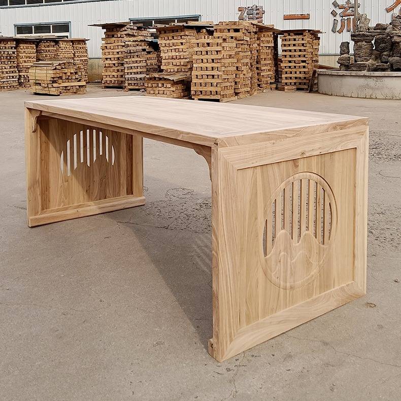 实木中式茶桌茶台泡茶喝茶桌办公画案白茬白胚老榆木家具工厂