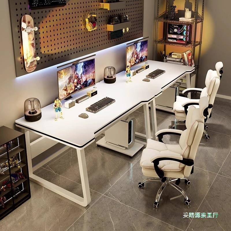 双人电脑桌台式卧室家用长条书桌情侣并排电竞桌套装简易办公旭友