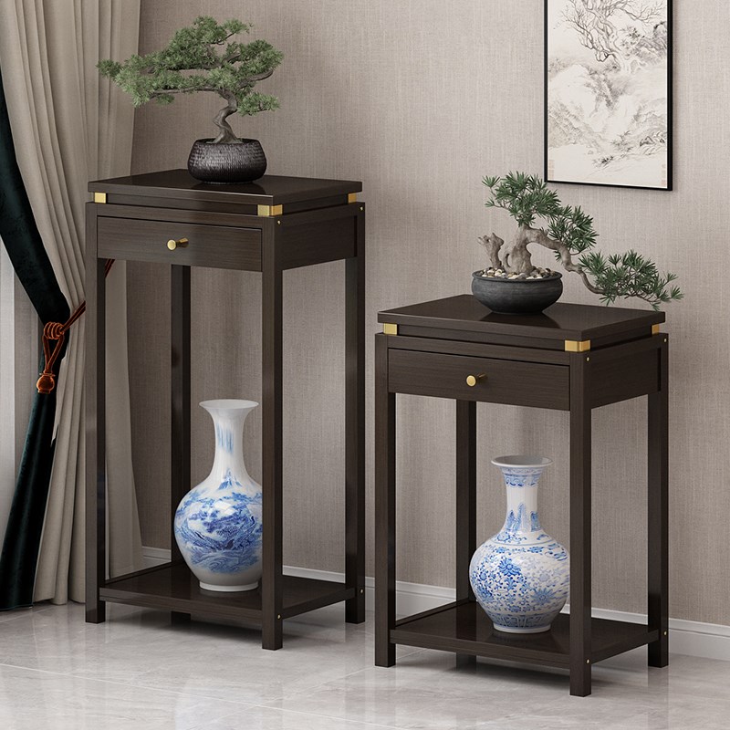 新中式花架博古架置物架摆t件展示架茶具古董工艺品底座茶室装饰