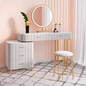 北欧小户型梳妆台收纳柜一体化妆台卧室网红美容美甲店影楼梳妆台