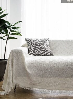 北欧姜黄色块沙发罩布个性纯色沙发盖布防滑机洗沙发巾三双人全盖