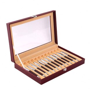 包邮现货钢笔盒皮制文具盒展示盒PU钢笔收纳盒精致复古文艺雪茄柜