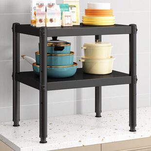 黑色厨房夹缝置物架落地多层家用储物架货架锅具微波炉收纳架子