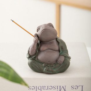 创意可爱陶瓷禅娃香插盘摆件线香底座托盘点香托香立底托支架配件