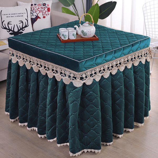 正方形烤火桌子罩套加绒加厚裙式取暖桌布罩电炉罩烤火罩2024新款