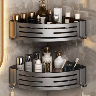 加高卫生间置物架免打孔壁挂式三角篮浴室三角架厕所转角收纳架子