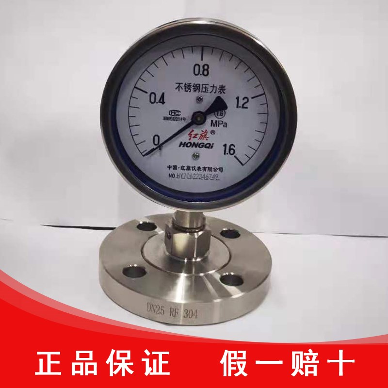 红旗仪表厂家直销YTP-100BF-MF法兰连接不锈钢隔膜压力表法兰DN25